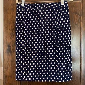 Navy Pencil Skirt with Polka Dots